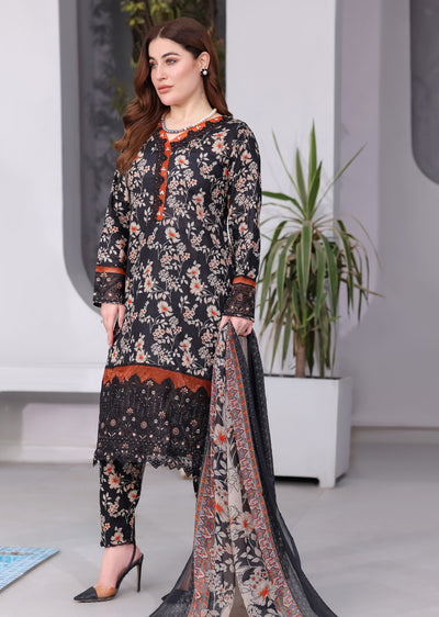 MDNA-18 - Black Embroidered Lawn Outfit - Memsaab Online