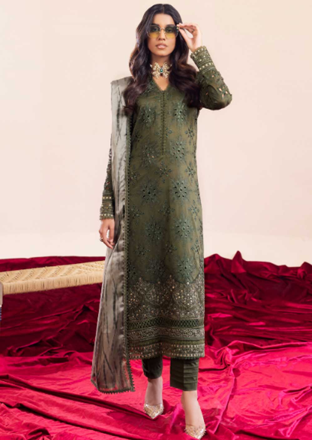 IZU-06 - Unstitched - Aashiaan Festive Lawn Collection by Iznik 2023 - Memsaab Online