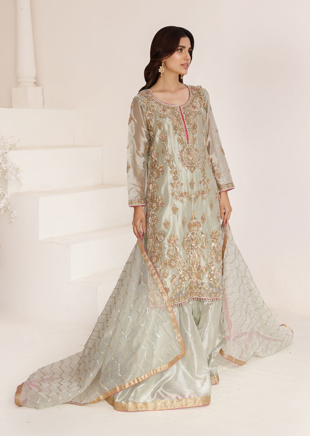 SRB1102 - BAREERA - Mint Sehrish.B Designer - Memsaab Online