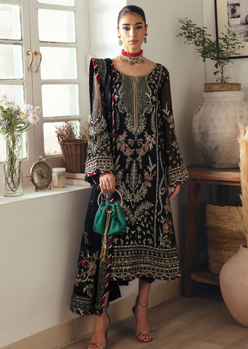 GLCC-06 - Noir - Readymade - Gulaal Embroidered Chiffon Collection 2023 - Memsaab Online