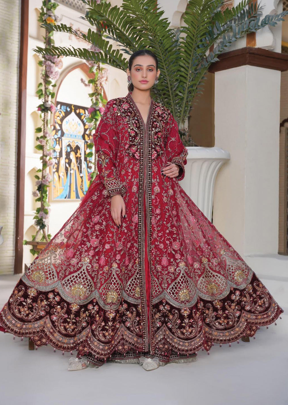 SAJN-06 - Red - Readymade - Sajni Organza Net Collection 2025 - Memsaab Online