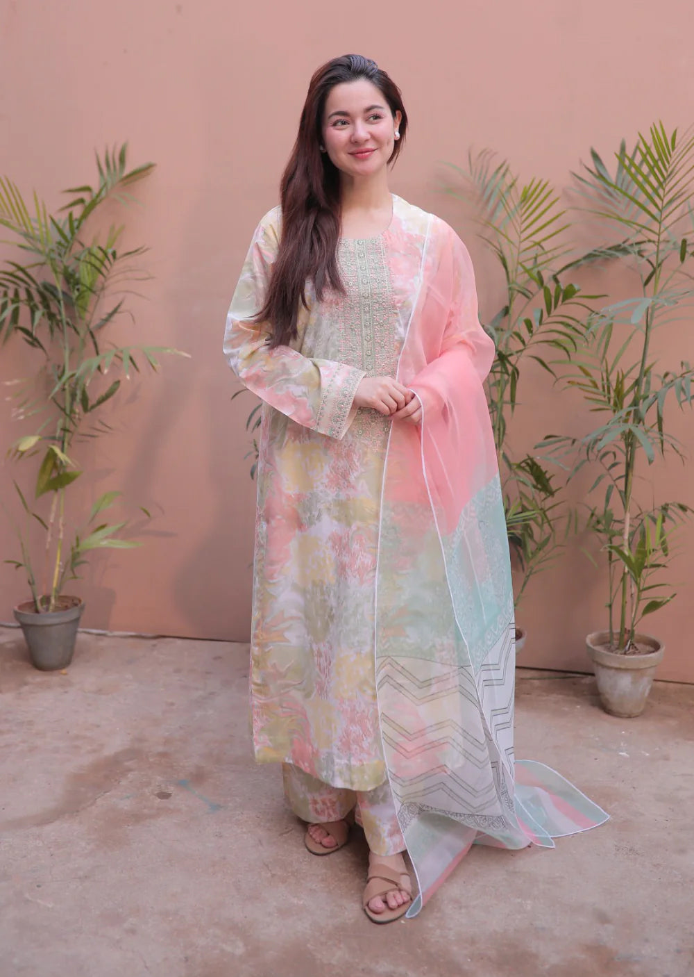 PINK BLUSH- Readymade 3 Piece Cotton Suit - Memsaab Online