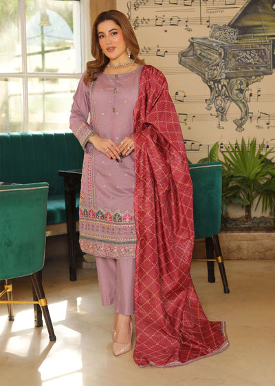 KLD301 Zimal - Lilac Readymade Khadi Net Suit - Memsaab Online