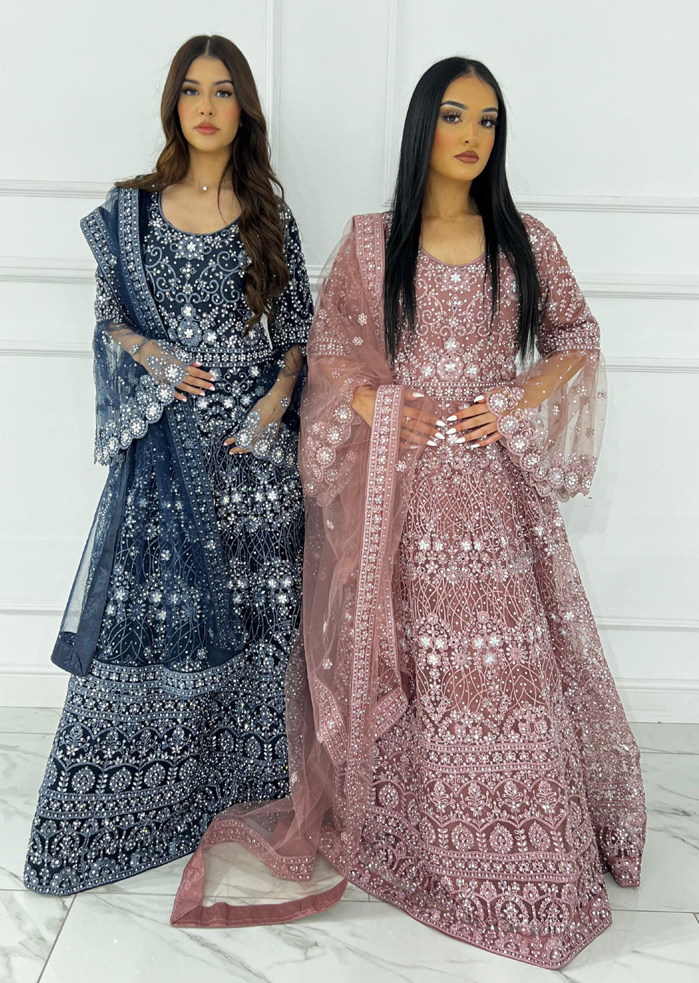 RH2114 Rida - Pink Fancy Net Maxi Dress - Memsaab Online