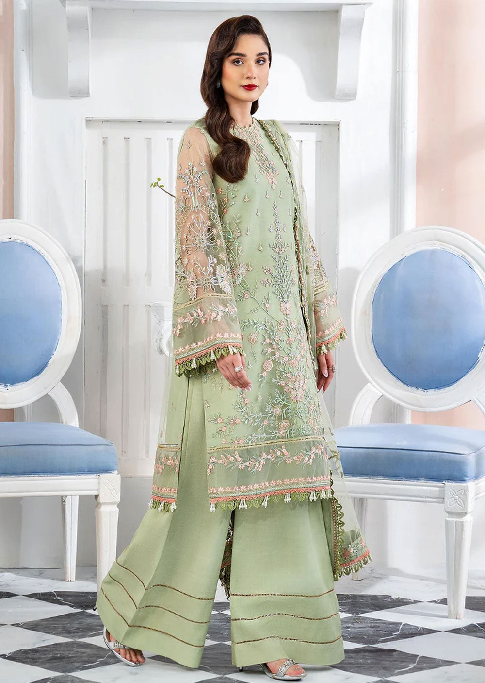 Calina - Meeral Readymade Organza Suit - Memsaab Online