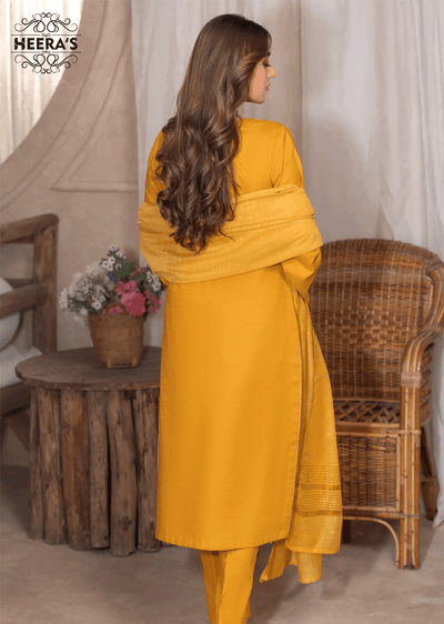 HSS-165 - Readymade - Mustard Majesty Embroidery suit by Heeras - Memsaab Online