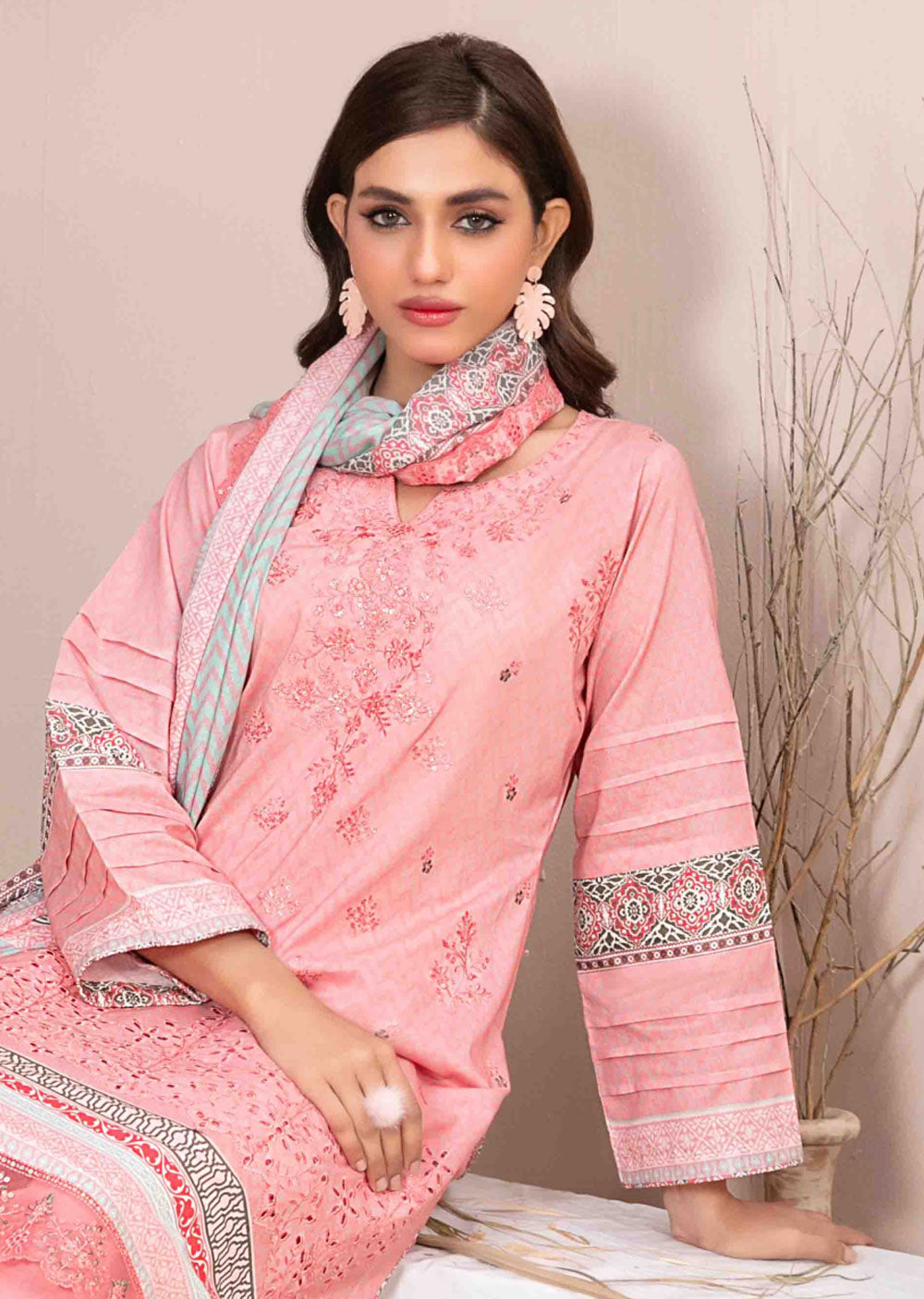 D-2606 - Unstitched - Ursiya Embroidered Lawn by Tawakkal 2024 - Memsaab Online