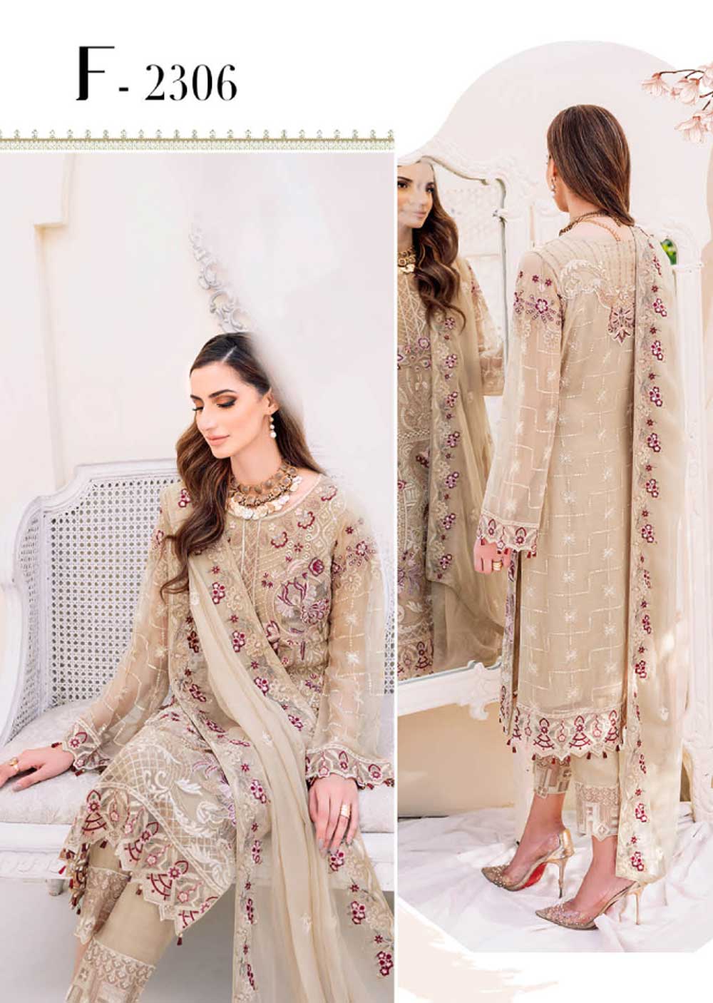 F-2306-R - Readymade - Ramsha Chiffon Collection 2023 - Memsaab Online