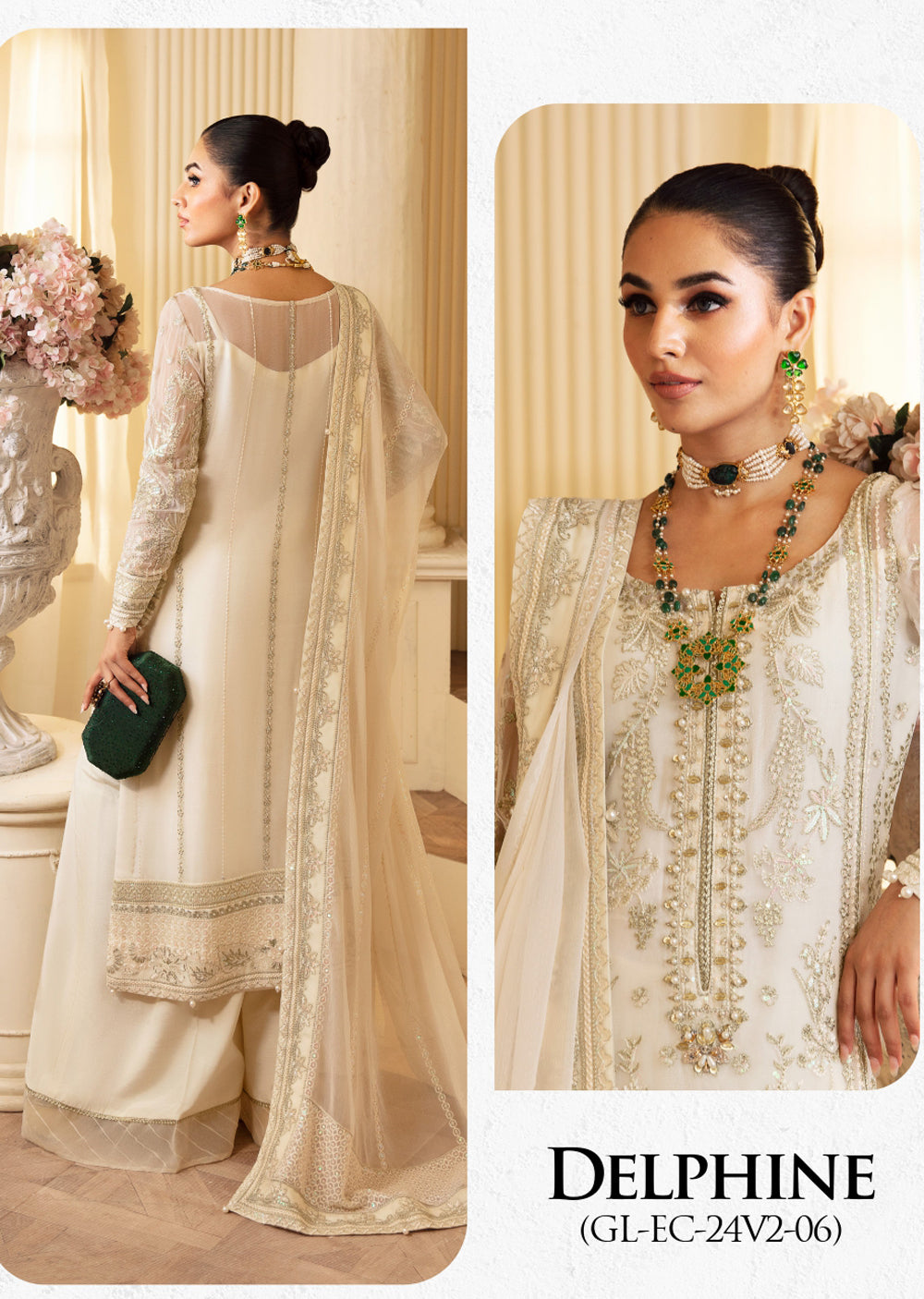 GLEC-06 - Delphine - Unstitched - Gulaal Embroidered Chiffon Collection 2024 - Memsaab Online