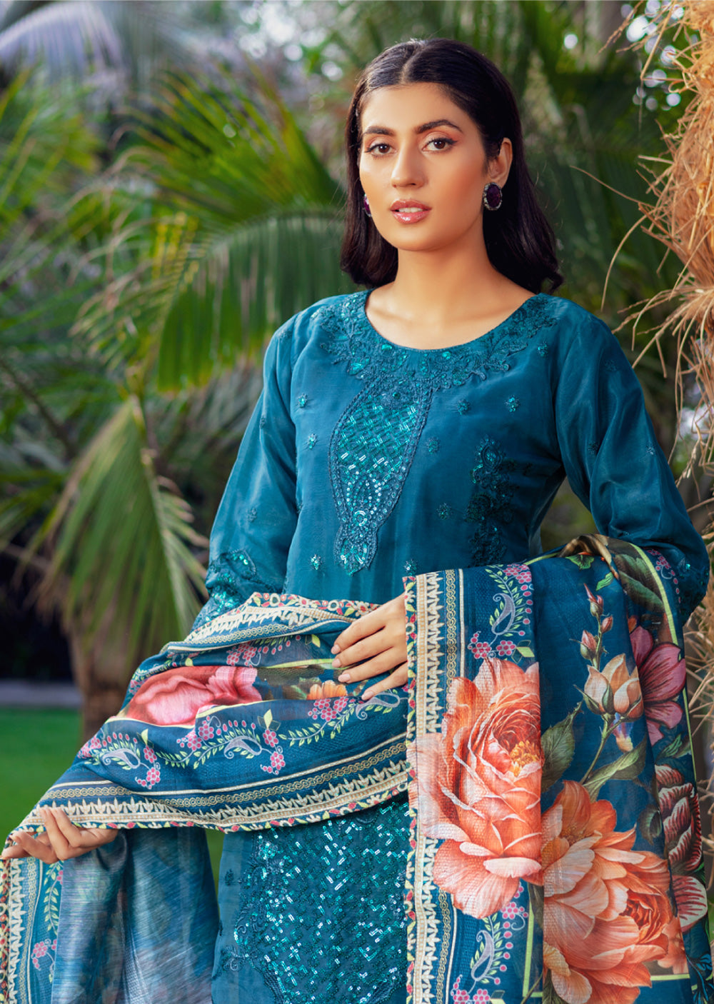 RYJ-06 - Readymade - Rangz Organza Embroidered Suit 2025 - Memsaab Online