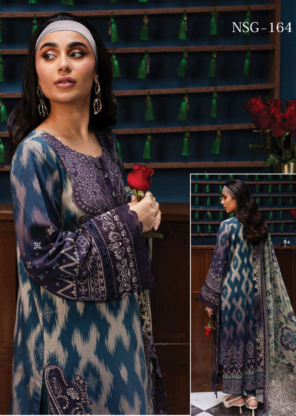 NSG-166 - Unstitched - Nureh Gardenia Collection 2024 - Memsaab Online