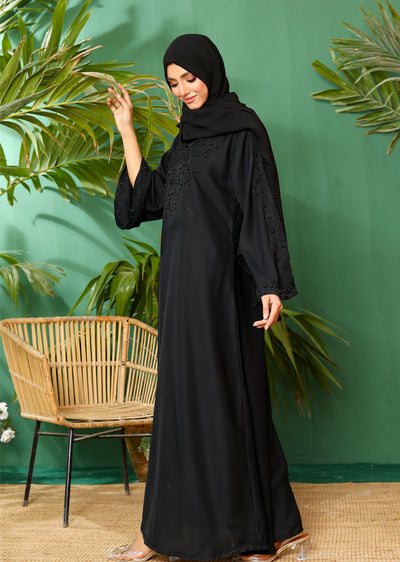ASL-03 Bilqees - Black Ladies Fancy Abaya - Memsaab Online
