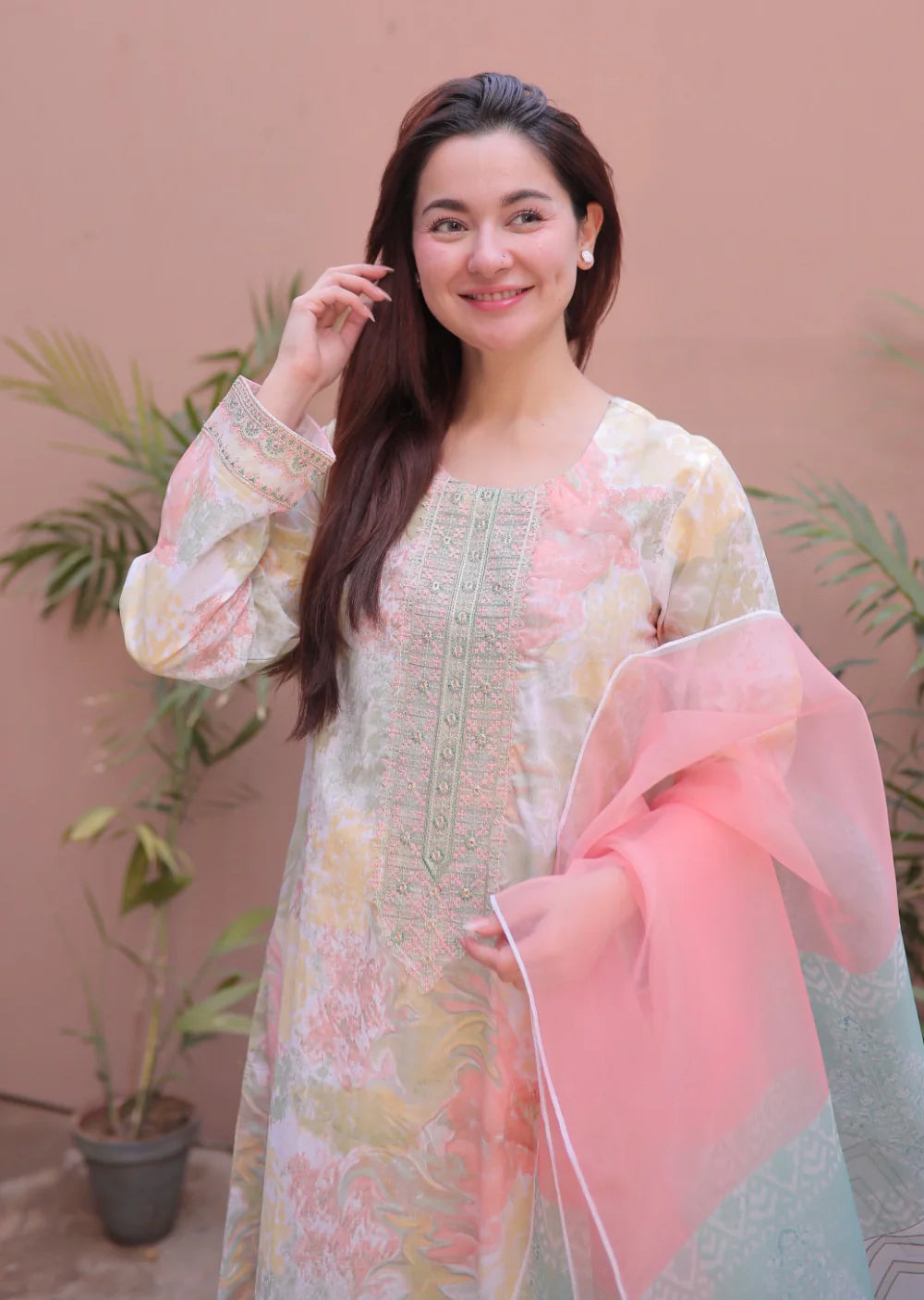 PINK BLUSH- Readymade 3 Piece Cotton Suit - Memsaab Online