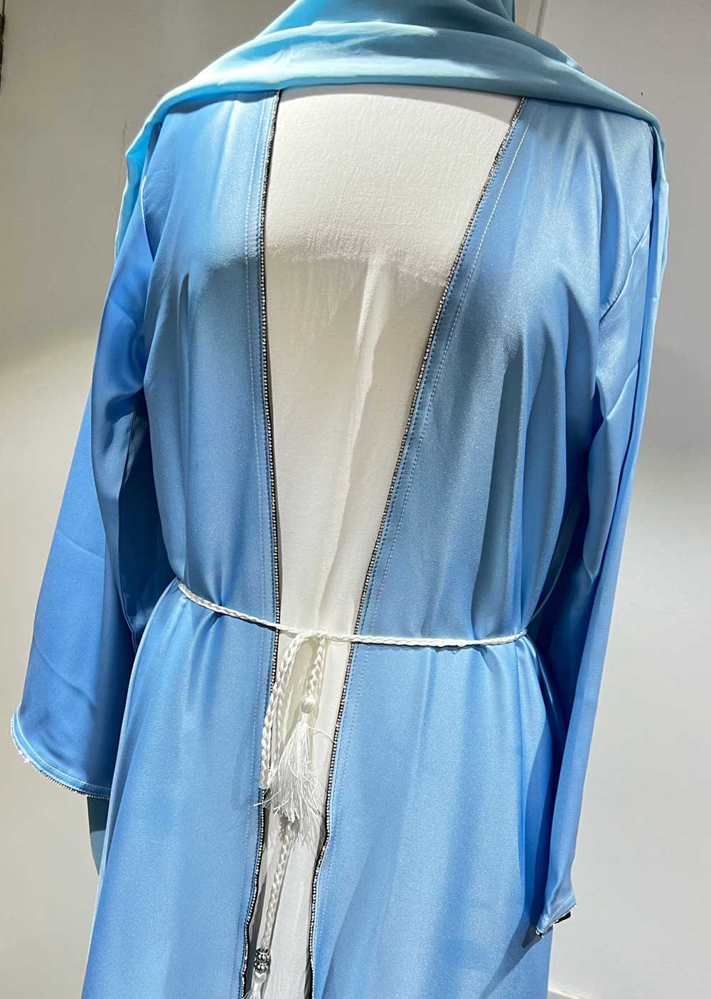 DSL-06 Zobiya - Blue Jacket Style Abaya Set - Memsaab Online