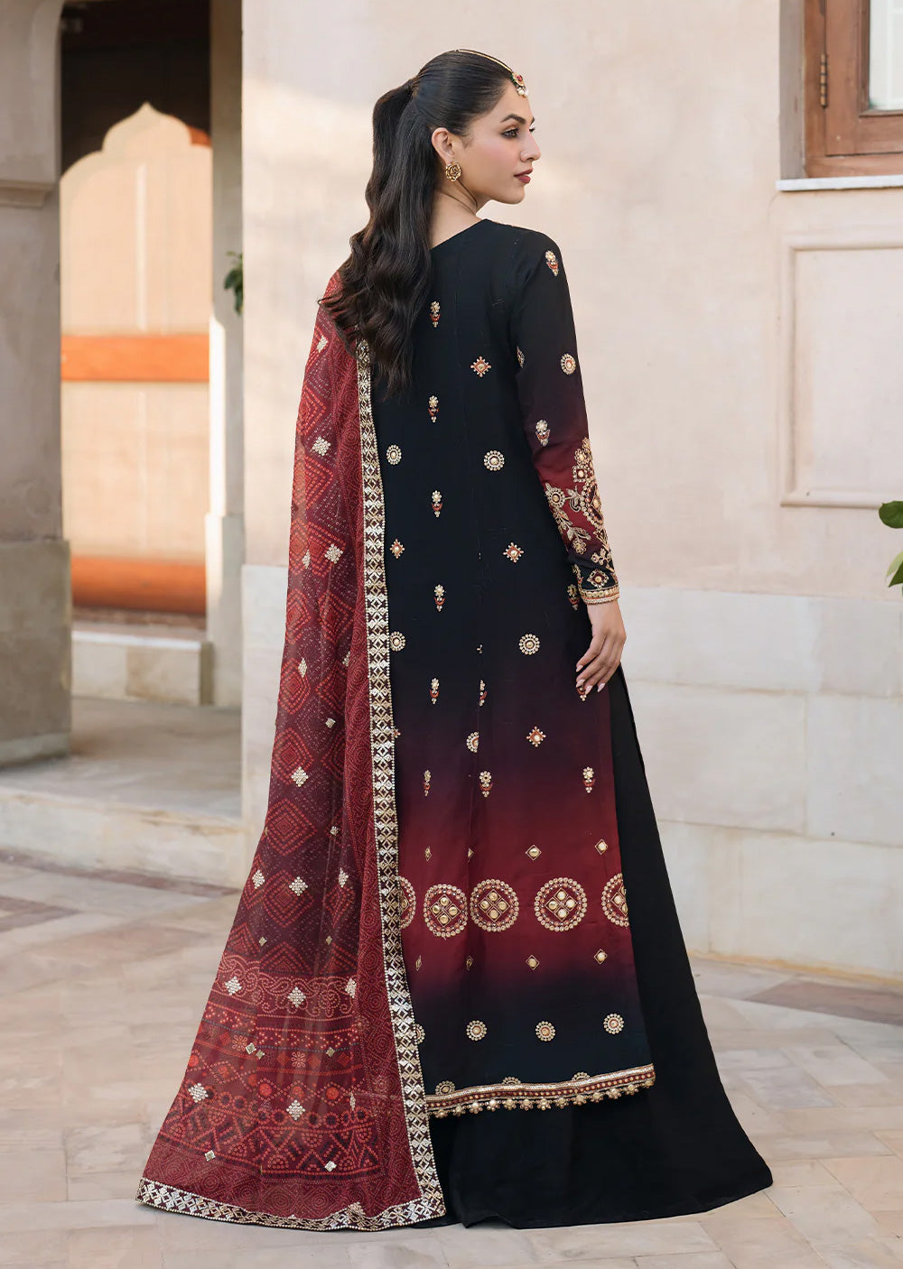 IZKN-06 - Black - Readymade - Bandhani Chiffon Collection by Iznik 2025 - Memsaab Online