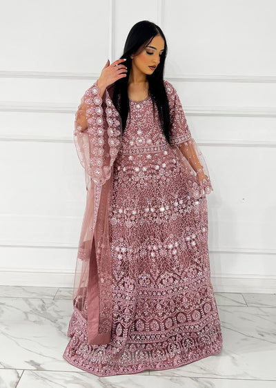 RH2114 Rida - Pink Fancy Net Maxi Dress - Memsaab Online