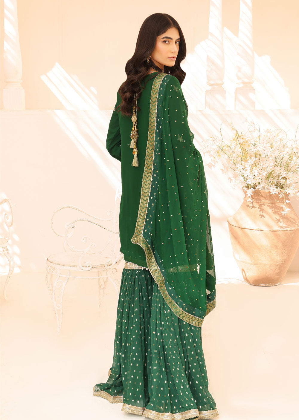 SRB904 Zubaan Green Ghararah Outfit by Sehrish B - Memsaab Online