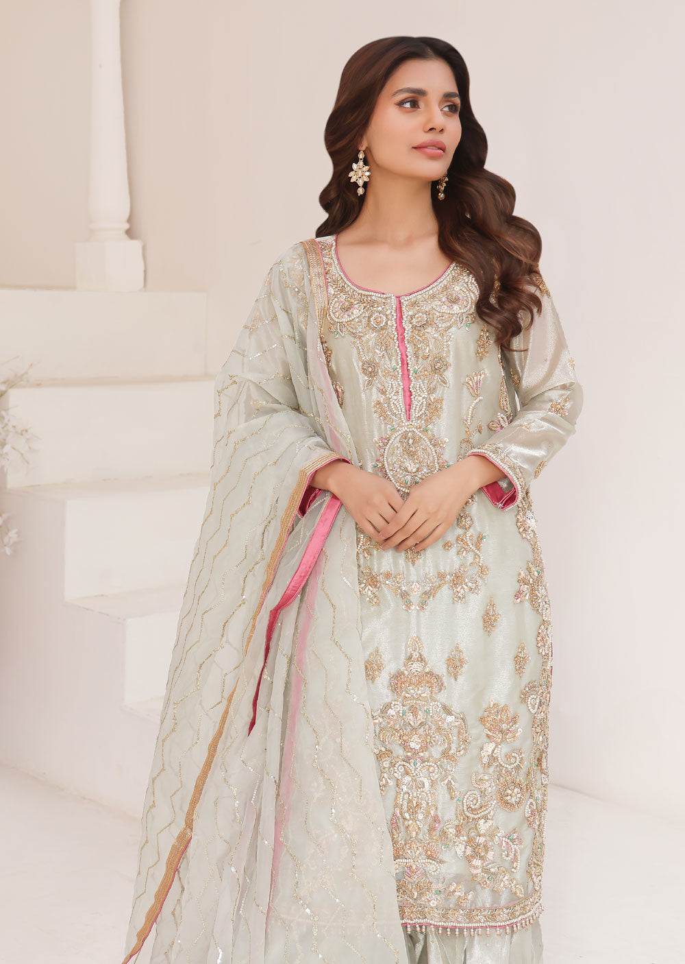 SRB1102 - BAREERA - Mint Sehrish.B Designer - Memsaab Online