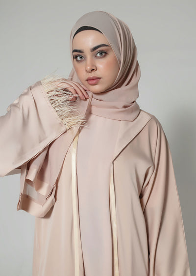 DSL-12 Hanna -Pink Jacket Style Abaya Set - Memsaab Online