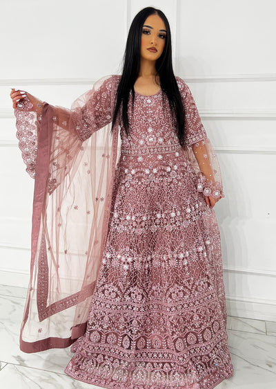 RH2114 Rida - Pink Fancy Net Maxi Dress - Memsaab Online