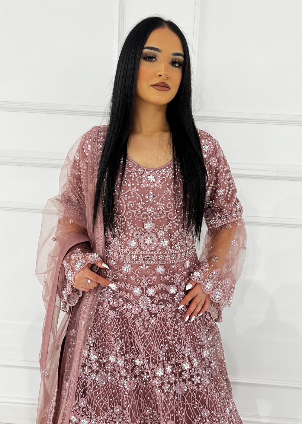 RH2114 Rida - Pink Fancy Net Maxi Dress - Memsaab Online