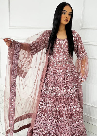 RH2114 Rida - Pink Fancy Net Maxi Dress - Memsaab Online