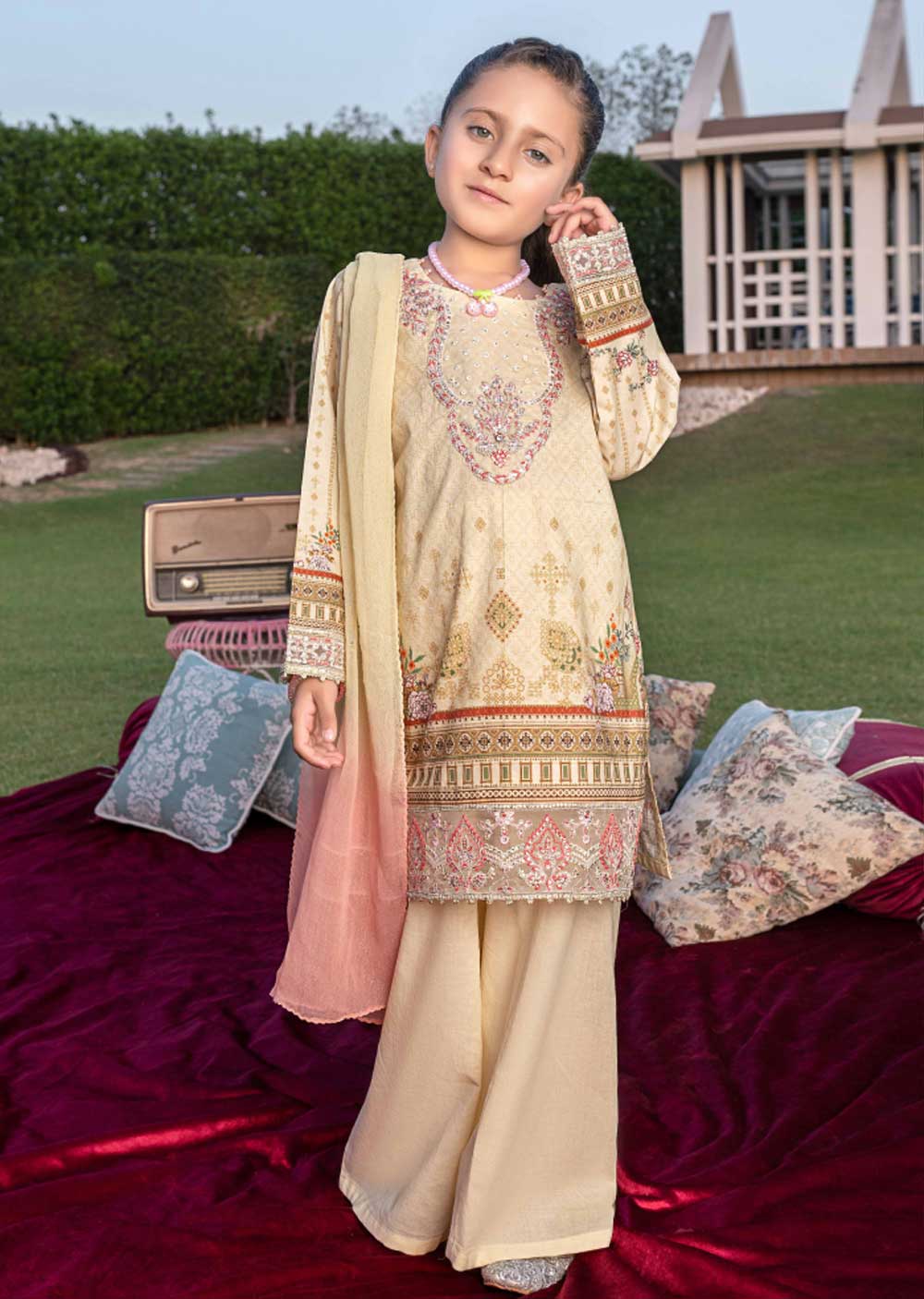 AL-700 - Readymade - Kids Luxury Lawn Collection by Ally's 2023 - Memsaab Online