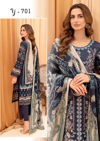 Y-701 - Unstitched - Ramsha Riwayat Luxury Lawn Collection Vol 7 2023 - Memsaab Online