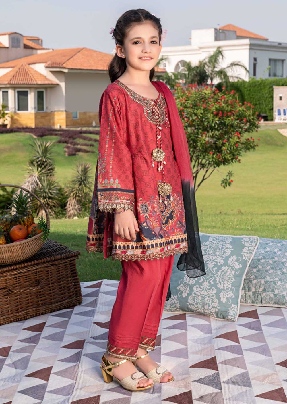 AL-702 - Readymade - Kids Luxury Lawn Collection by Ally's 2023 - Memsaab Online