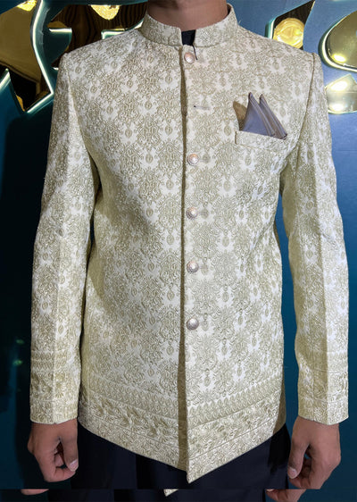 PC-702 - Gold Mens Embroidered Prince Coat - Memsaab Online