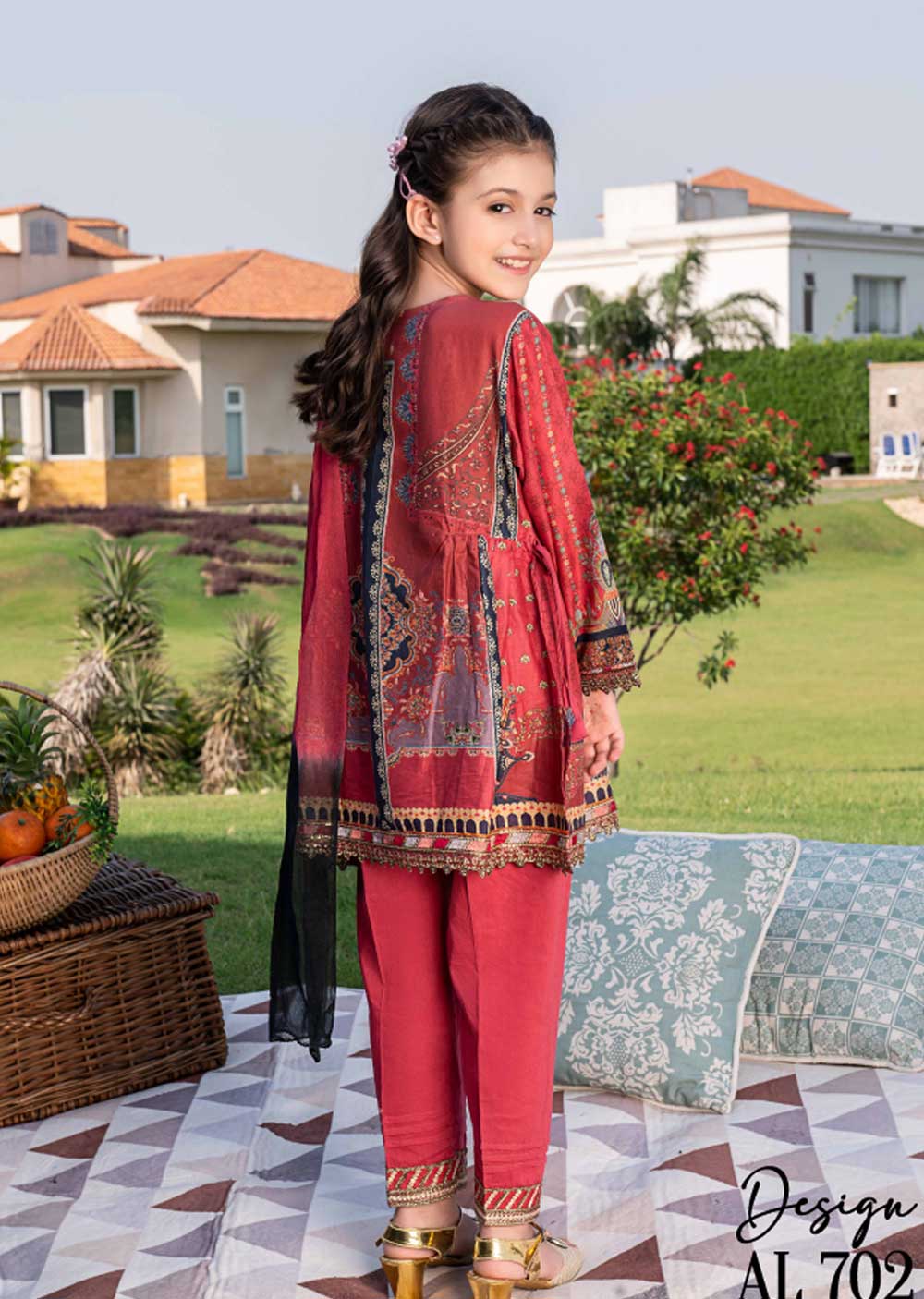 AL-702 - Readymade - Kids Luxury Lawn Collection by Ally's 2023 - Memsaab Online