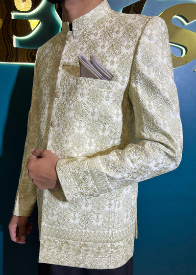 PC-702 - Gold Mens Embroidered Prince Coat - Memsaab Online