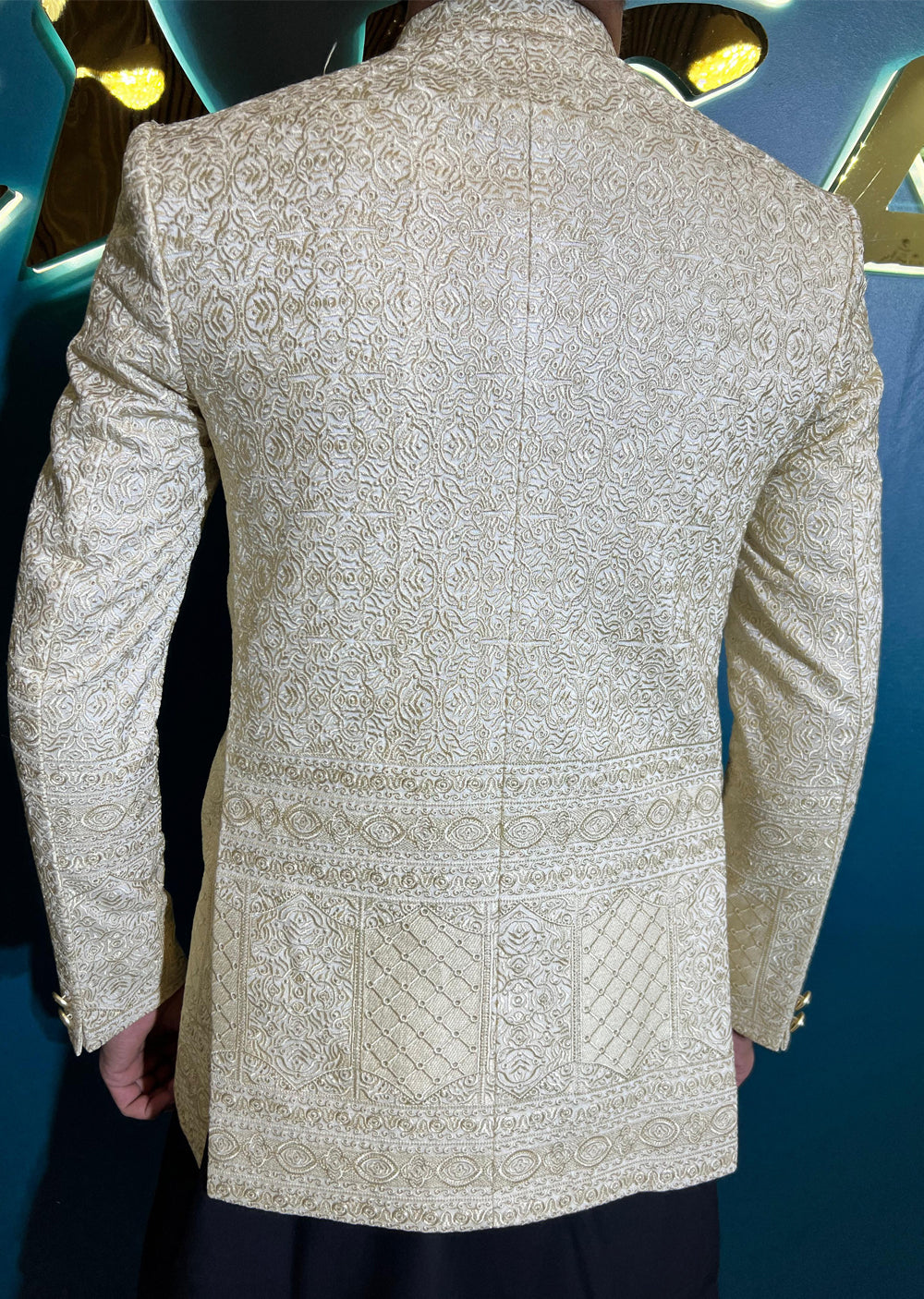 PC-706 - Gold Mens Embroidered Prince Coat - Memsaab Online