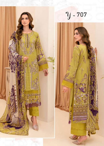 Y-707 - Unstitched - Ramsha Riwayat Luxury Lawn Collection Vol 7 2023 - Memsaab Online