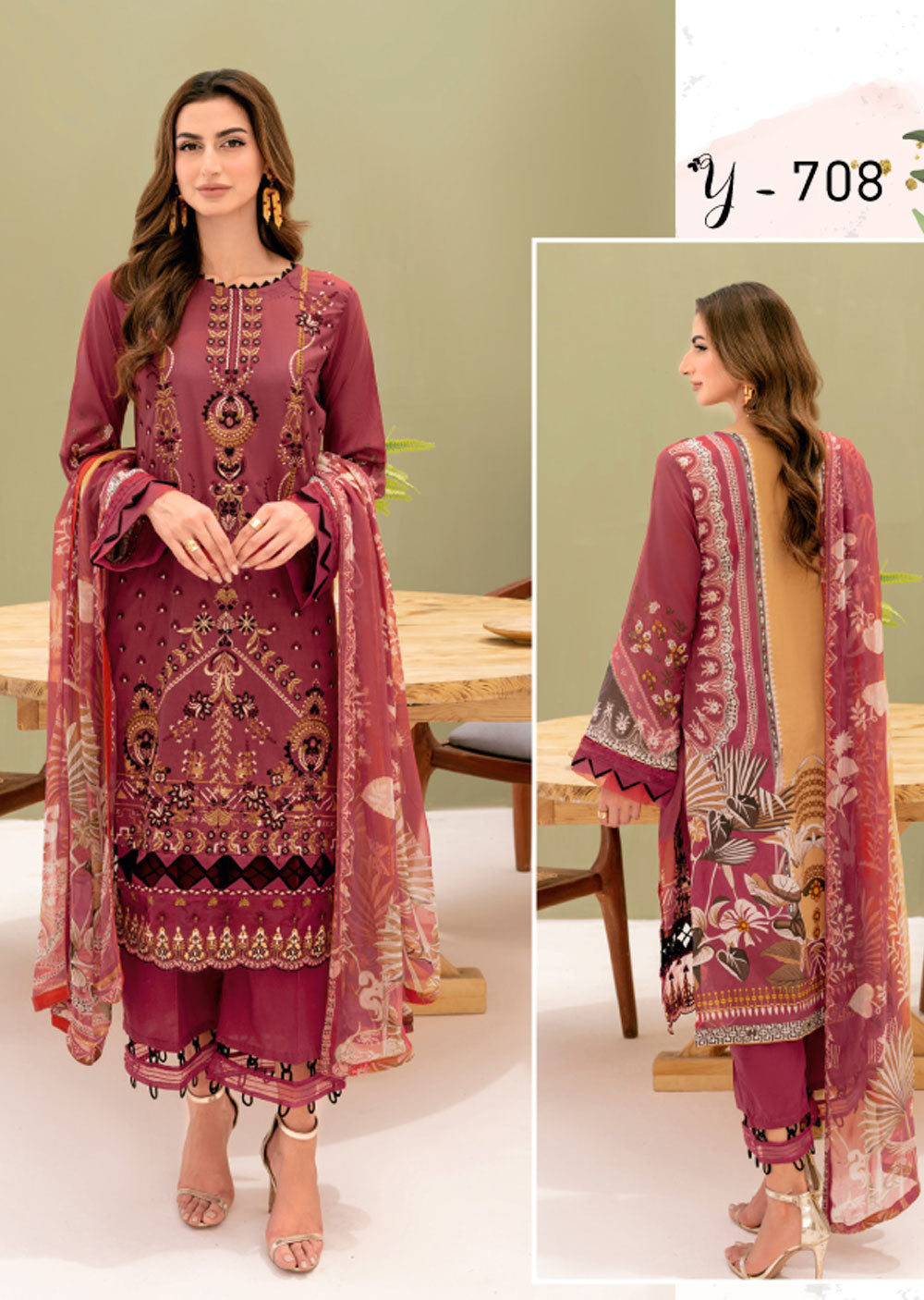 Y-708 - Unstitched - Ramsha Riwayat Luxury Lawn Collection Vol 7 2023 - Memsaab Online