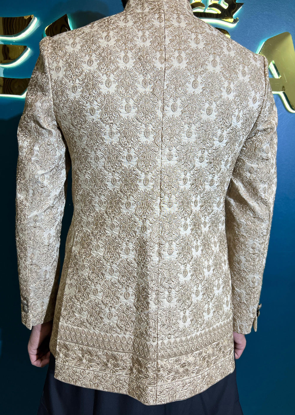 PC-709 - Gold Mens Embroidered Prince Coat - Memsaab Online