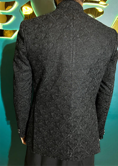 PC-711 - Black Mens Embroidered Prince Coat - Memsaab Online