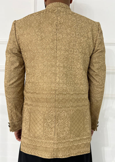 PC-712 - Gold Mens Embroidered Prince Coat - Memsaab Online