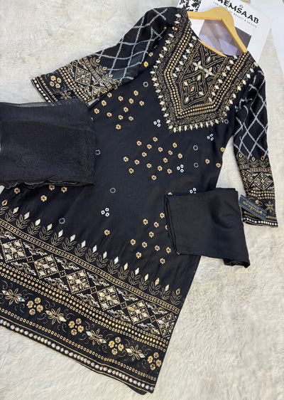HK115 - Black - Readymade Linen outfit - Memsaab Online