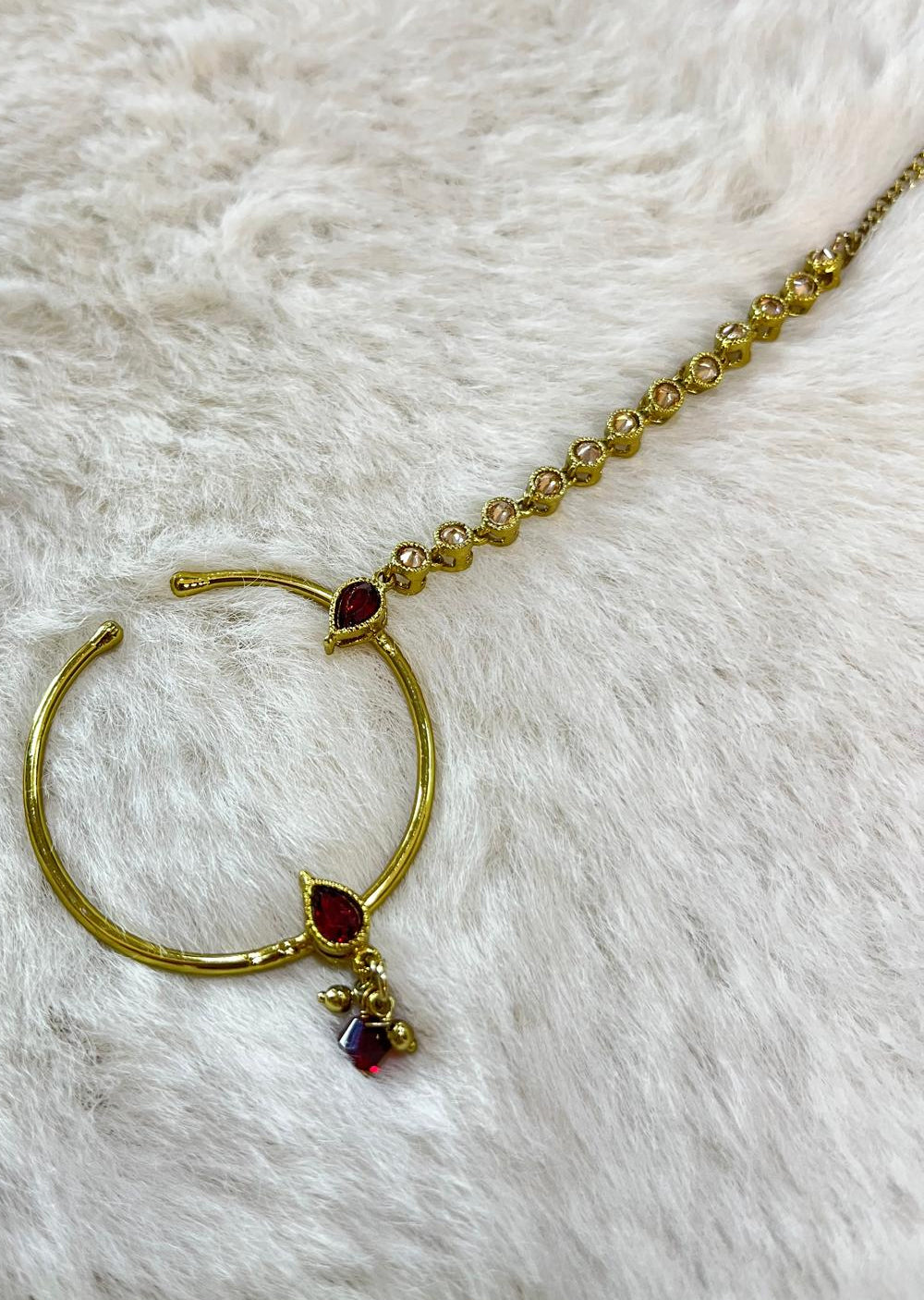 JBM-71 - Nose ring Maroon and Gold - Memsaab Online