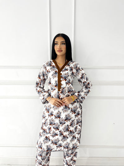 BUT-115- White- S.Prints Printed Lawn Co-ords - Memsaab Online