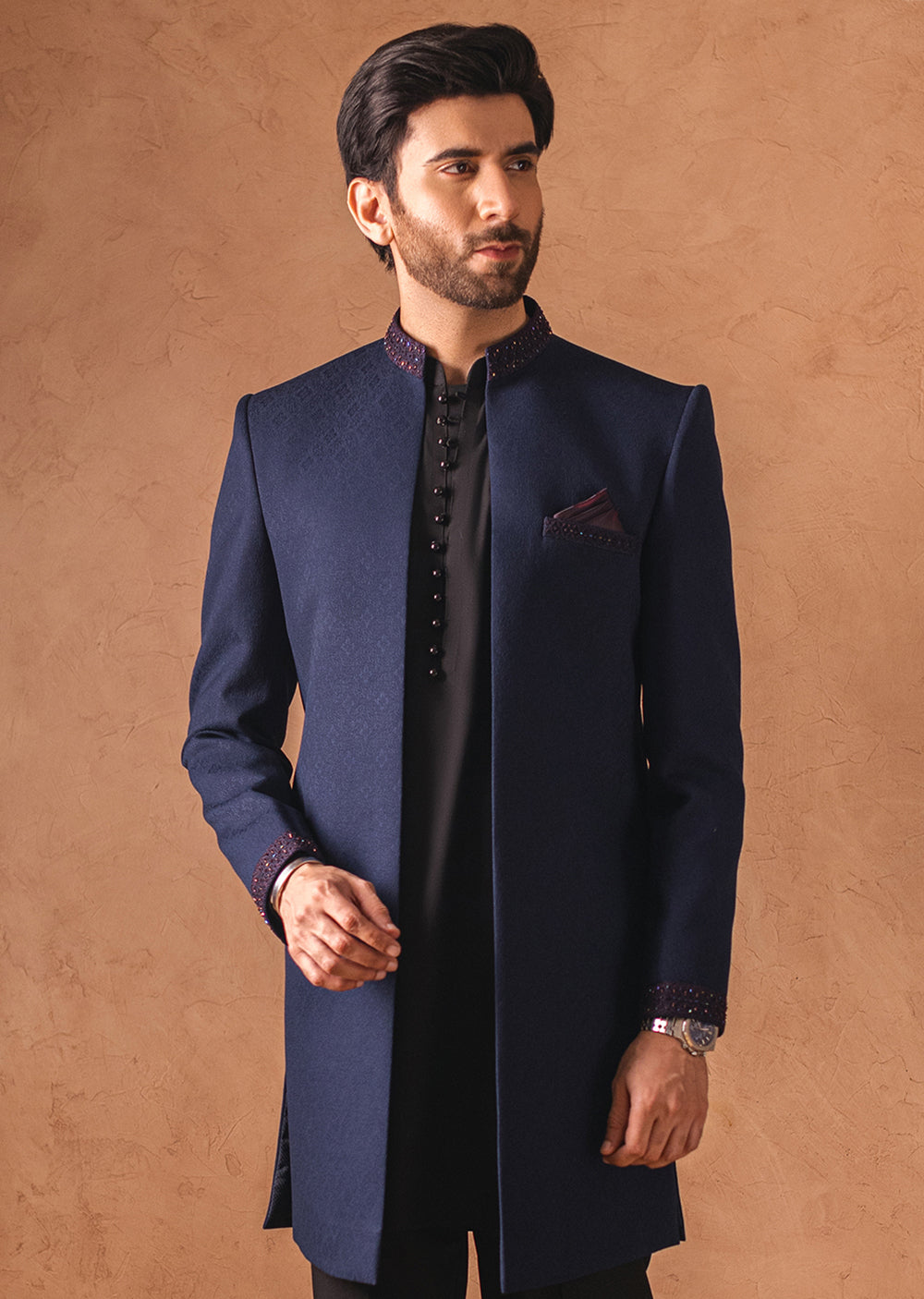 GS-5072 - Navy - Readymade Mens Sherwani 2024 - Memsaab Online