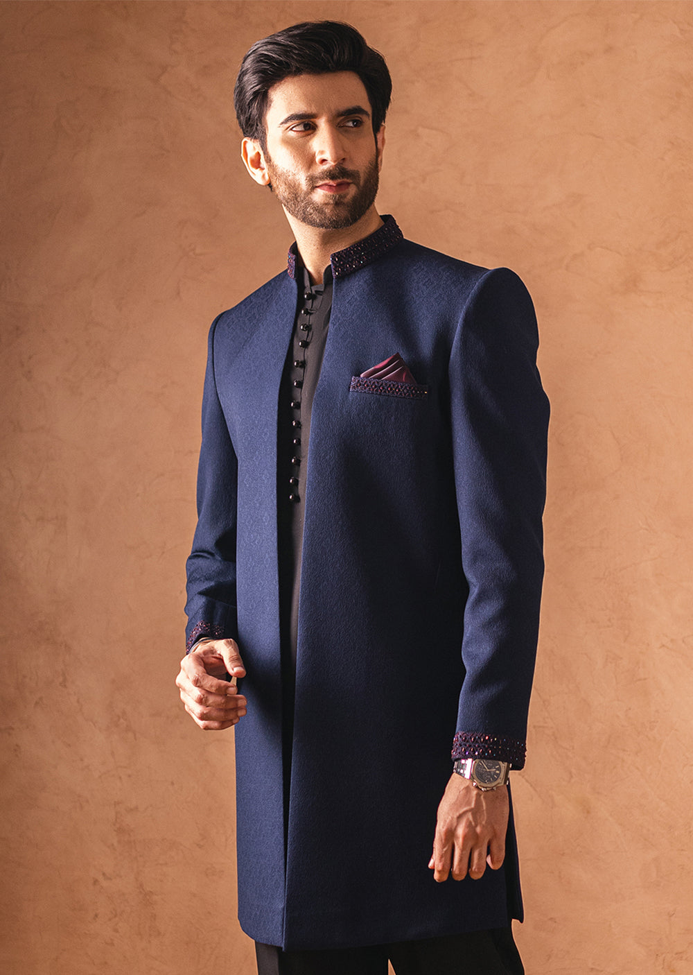 GS-5072 - Navy - Readymade Mens Sherwani 2024 - Memsaab Online