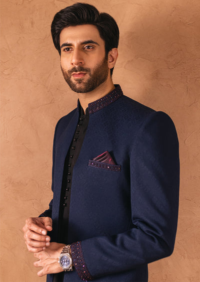 GS-5072 - Navy - Readymade Mens Sherwani 2024 - Memsaab Online