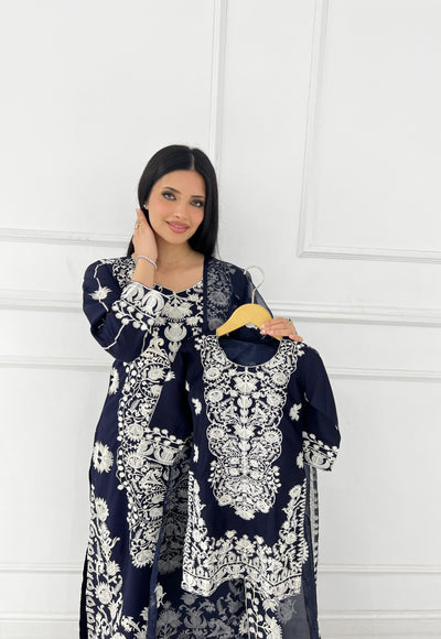 HK300 Readymade - Mother & Daughter Linen Outfit 2025 - Memsaab Online