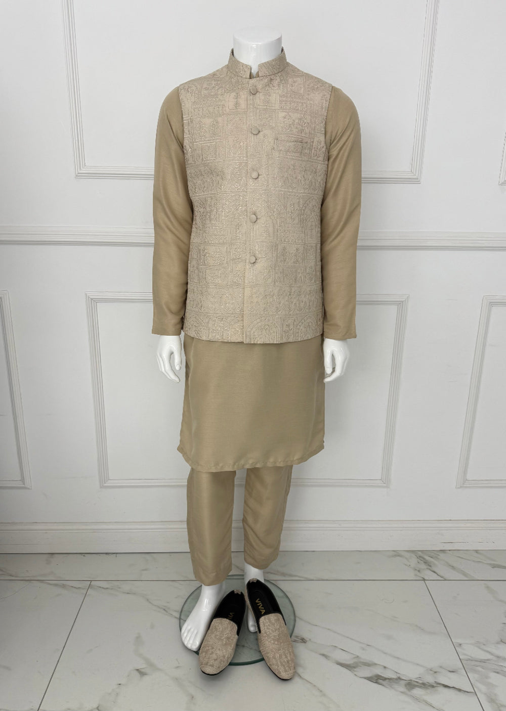 HKF101 Mens Beige Wedding Outfit - Memsaab Online