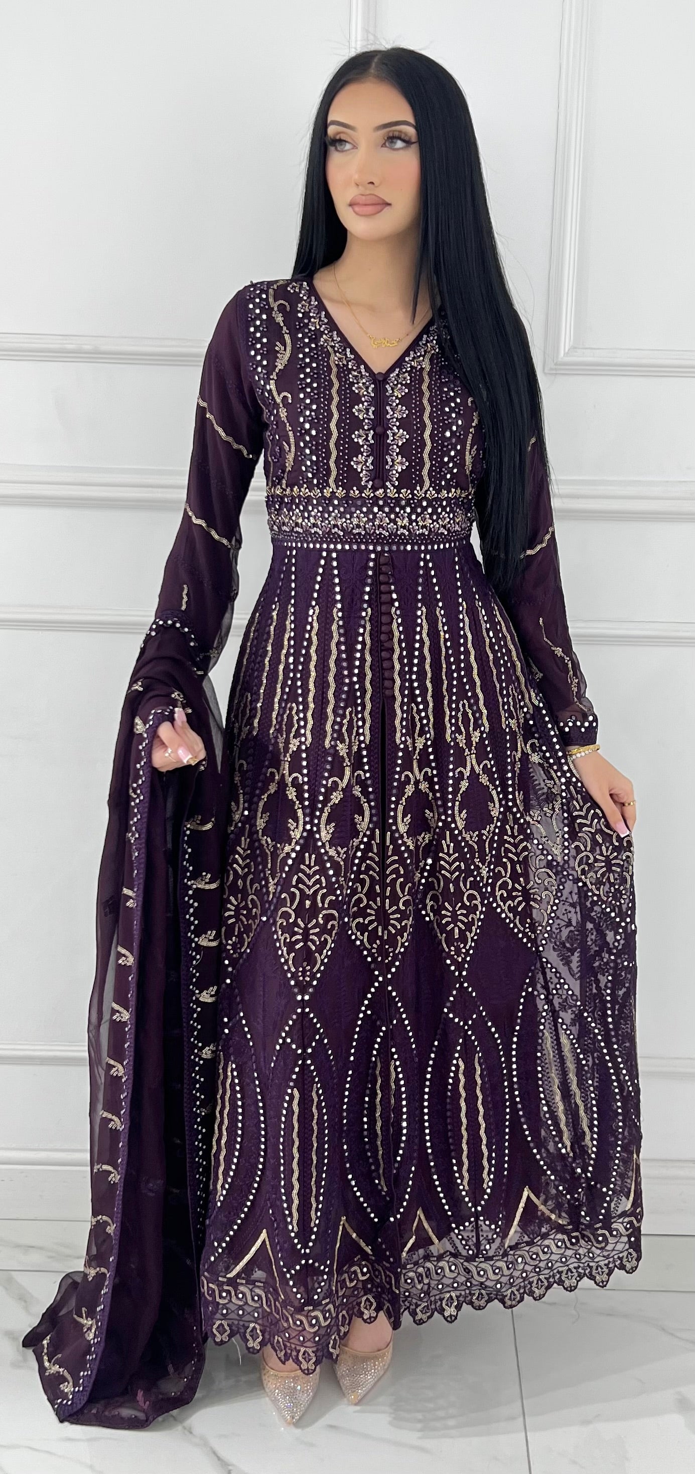 PS0800 Readymade Purple Chiffon Wedding Suit - Memsaab Online