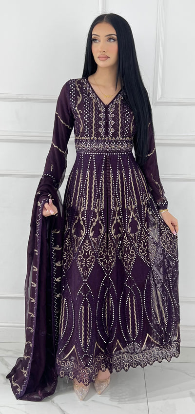 PS0800 Readymade Purple Chiffon Wedding Suit - Memsaab Online