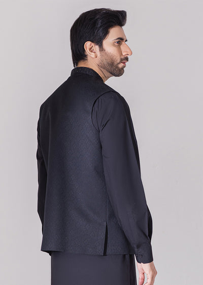 W-1974 - Black - Mens Fancy Waist Coat - Memsaab Online