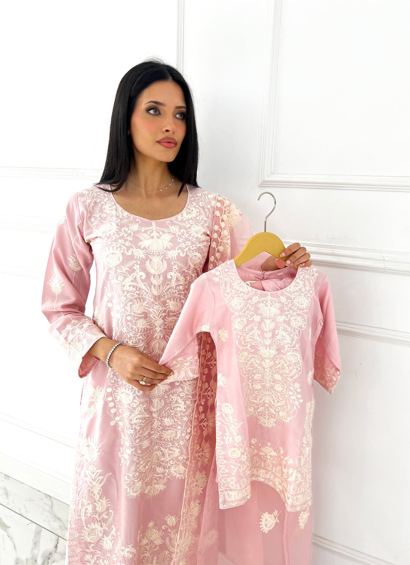 HK300 Readymade - Mother & Daughter Linen Outfit 2025 - Memsaab Online